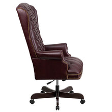 Load image into Gallery viewer, High Back Traditional Fully Tufted Burgundy Executive Swivel Office Chair
