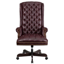 Load image into Gallery viewer, High Back Traditional Fully Tufted Burgundy Executive Swivel Office Chair
