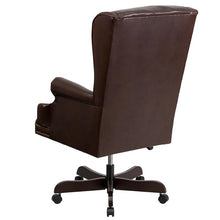 Load image into Gallery viewer, High Back Brown Executive Office Chair with Oversized Headrest &amp; Nail Trim Arms
