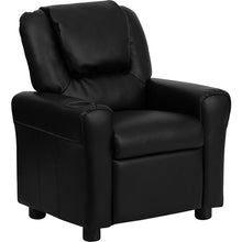 Load image into Gallery viewer, Contemporary Black LeatherSoft Kids Recliner with Cup Holder and Headrest
