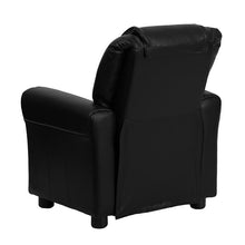 Load image into Gallery viewer, Contemporary Black LeatherSoft Kids Recliner with Cup Holder and Headrest
