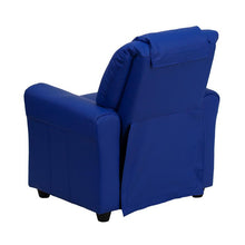 Load image into Gallery viewer, Contemporary Blue Vinyl Kids Recliner with Cup Holder and Headrest
