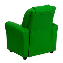 Load image into Gallery viewer, Contemporary Green Vinyl Kids Recliner with Cup Holder and Headrest
