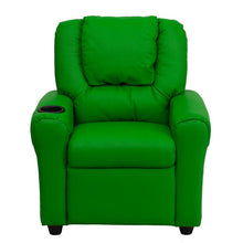 Load image into Gallery viewer, Contemporary Green Vinyl Kids Recliner with Cup Holder and Headrest
