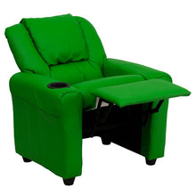 Load image into Gallery viewer, Contemporary Green Vinyl Kids Recliner with Cup Holder and Headrest

