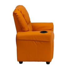 Load image into Gallery viewer, Contemporary Orange Vinyl Kids Recliner with Cup Holder and Headrest
