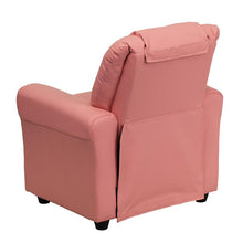 Load image into Gallery viewer, Contemporary Pink Vinyl Kids Recliner with Cup Holder and Headrest
