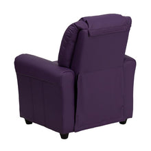 Load image into Gallery viewer, Contemporary Purple Vinyl Kids Recliner with Cup Holder and Headrest
