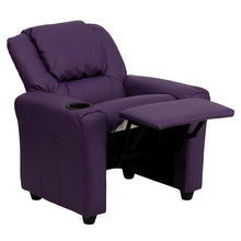 Load image into Gallery viewer, Contemporary Purple Vinyl Kids Recliner with Cup Holder and Headrest

