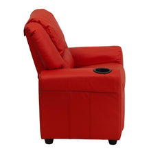 Load image into Gallery viewer, Contemporary Red Vinyl Kids Recliner with Cup Holder and Headrest
