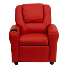 Load image into Gallery viewer, Contemporary Red Vinyl Kids Recliner with Cup Holder and Headrest
