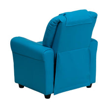 Load image into Gallery viewer, Contemporary Turquoise Vinyl Kids Recliner with Cup Holder and Headrest

