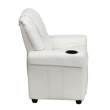Load image into Gallery viewer, Contemporary White Vinyl Kids Recliner with Cup Holder and Headrest

