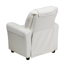 Load image into Gallery viewer, Contemporary White Vinyl Kids Recliner with Cup Holder and Headrest
