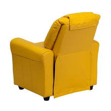 Load image into Gallery viewer, Contemporary Yellow Vinyl Kids Recliner with Cup Holder and Headrest
