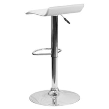 Load image into Gallery viewer, White Vinyl Adjustable Height Barstool with Solid Wave Seat and Chrome Base
