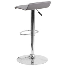 Load image into Gallery viewer, Gray Vinyl Adjustable Height Barstool with Quilted Wave Seat and Chrome Base
