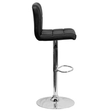 Load image into Gallery viewer, Contemporary Black Quilted Vinyl Adjustable Height Barstool with Chrome Base
