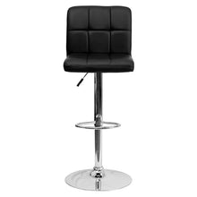 Load image into Gallery viewer, Contemporary Black Quilted Vinyl Adjustable Height Barstool with Chrome Base
