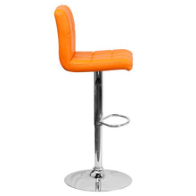 Load image into Gallery viewer, Contemporary Orange Quilted Vinyl Adjustable Height Barstool with Chrome Base
