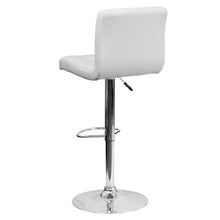 Load image into Gallery viewer, Contemporary White Quilted Vinyl Adjustable Height Barstool with Chrome Base
