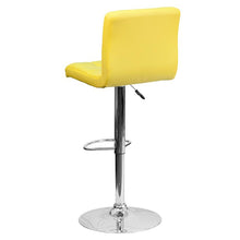 Load image into Gallery viewer, Contemporary Yellow Quilted Vinyl Adjustable Height Barstool with Chrome Base
