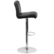 Load image into Gallery viewer, Black Vinyl Adjustable Height Barstool with Rolled Seat and Chrome Base
