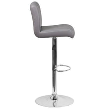 Load image into Gallery viewer, Gray Vinyl Adjustable Height Barstool with Rolled Seat and Chrome Base
