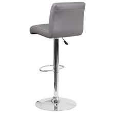 Load image into Gallery viewer, Gray Vinyl Adjustable Height Barstool with Rolled Seat and Chrome Base
