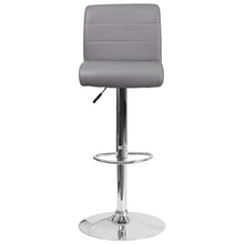Load image into Gallery viewer, Gray Vinyl Adjustable Height Barstool with Rolled Seat and Chrome Base
