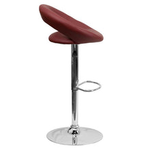 Load image into Gallery viewer, Burgundy Vinyl Rounded Orbit-Back Adjustable Height Barstool with Chrome Base
