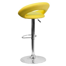 Load image into Gallery viewer, Yellow Vinyl Rounded Orbit-Back Adjustable Height Barstool with Chrome Base
