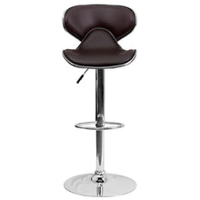Load image into Gallery viewer, Cozy Mid-Back Brown Vinyl Adjustable Height Barstool with Chrome Base
