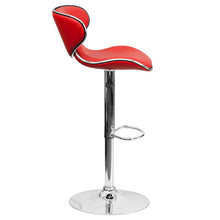 Load image into Gallery viewer, Contemporary Cozy Mid-Back Red Vinyl Adjustable Height Barstool with Chrome Base
