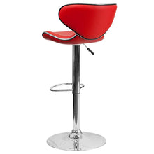 Load image into Gallery viewer, Contemporary Cozy Mid-Back Red Vinyl Adjustable Height Barstool with Chrome Base
