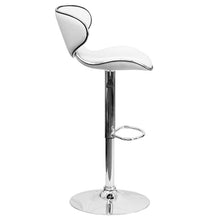 Load image into Gallery viewer, Cozy Mid-Back White Vinyl Adjustable Height Barstool with Chrome Base
