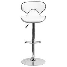 Load image into Gallery viewer, Cozy Mid-Back White Vinyl Adjustable Height Barstool with Chrome Base
