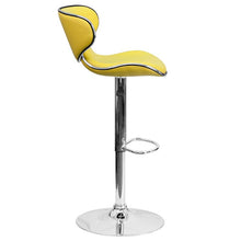 Load image into Gallery viewer, Cozy Mid-Back Yellow Vinyl Adjustable Height Barstool with Chrome Base

