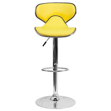 Load image into Gallery viewer, Cozy Mid-Back Yellow Vinyl Adjustable Height Barstool with Chrome Base
