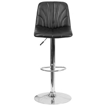 Load image into Gallery viewer, Black Vinyl Barstool with Embellished Stitch Design and Chrome Base
