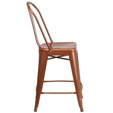 Load image into Gallery viewer, 24" High Copper Metal Indoor-Outdoor Counter Height Stool with Back
