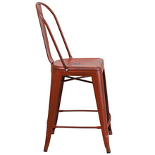 Load image into Gallery viewer, 24" High Distressed Kelly Red Metal Indoor-Outdoor Counter Height Stool
