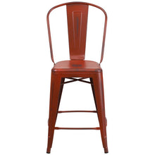 Load image into Gallery viewer, 24" High Distressed Kelly Red Metal Indoor-Outdoor Counter Height Stool

