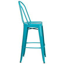 Load image into Gallery viewer, 30" High Crystal Teal-Blue Metal Indoor-Outdoor Barstool with Back
