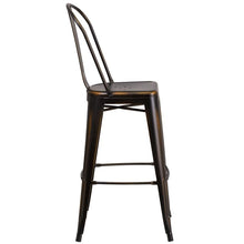 Load image into Gallery viewer, 30" High Distressed Copper Metal Indoor-Outdoor Barstool with Back
