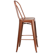 Load image into Gallery viewer, Commercial Grade 30" High Copper Metal Indoor-Outdoor Barstool with Back
