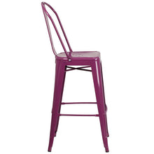 Load image into Gallery viewer, Commercial Grade 30" High Purple Metal Indoor-Outdoor Barstool with Back
