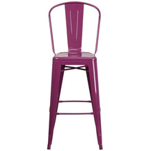 Load image into Gallery viewer, Commercial Grade 30" High Purple Metal Indoor-Outdoor Barstool with Back
