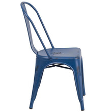 Load image into Gallery viewer, Distressed Antique Blue Metal Indoor-Outdoor Stackable Chair
