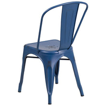 Load image into Gallery viewer, Distressed Antique Blue Metal Indoor-Outdoor Stackable Chair
